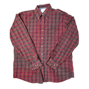 Tommy Hilfiger XL Plaid button collar Long Sleeve Button Up Mens Shirt red green